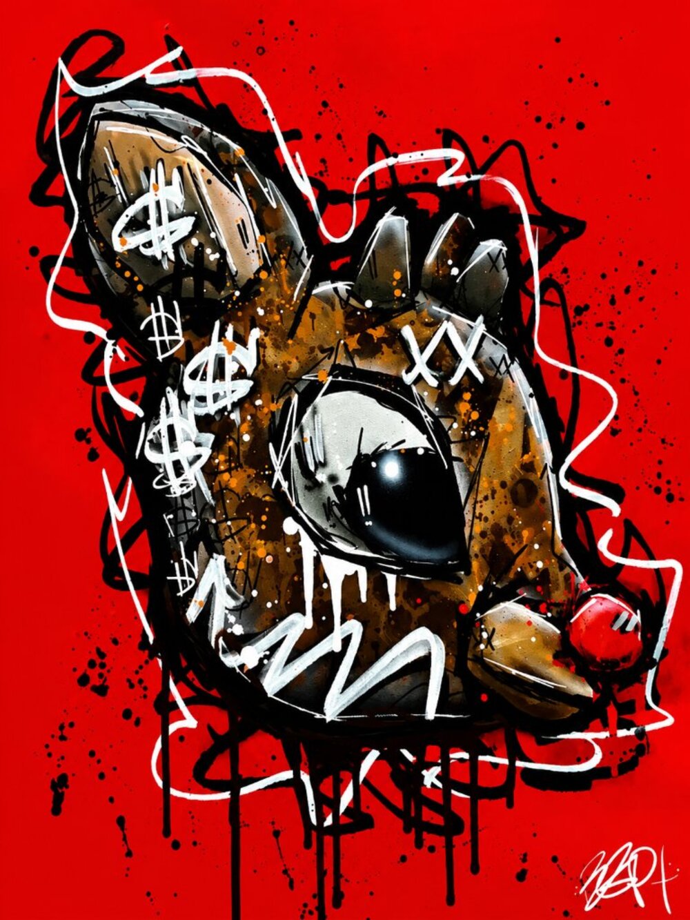 Graffiti Style Money Rabbit Pop Art Print - Signed Urban Street Art Wall Decor